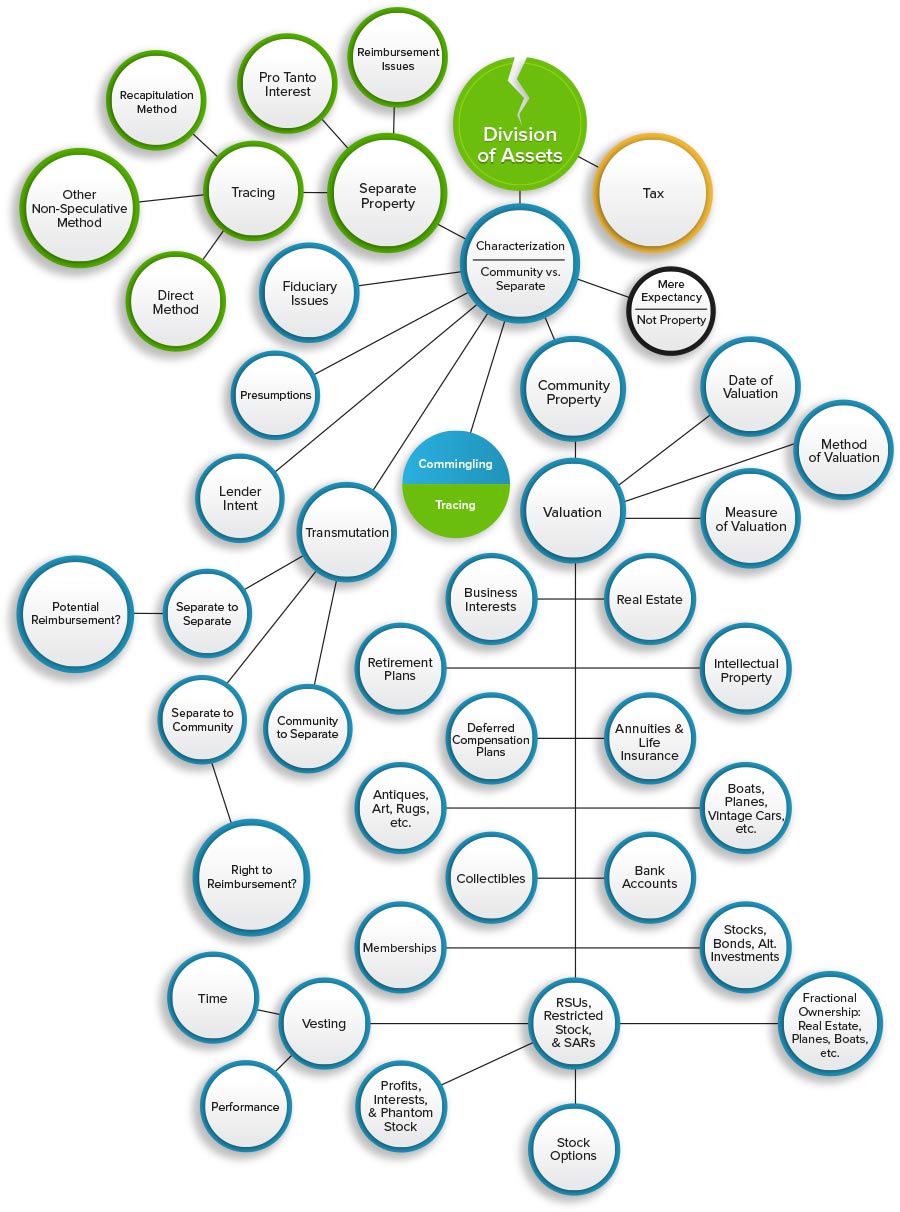 Infographic about Family Law Interconnectivity Overview with regards to Division of Assets