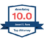 Avvo Rating 10.0 Janani S. Rana Top Attorney
