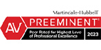 Martindale-Hubbell | AV | Preeminent Peer Rated for Highest Level of Professional Excellence | 2023